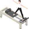 Illustratie van staande reformer pilates oefening