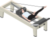 Illustratie van reformer pilates oefening op toestel